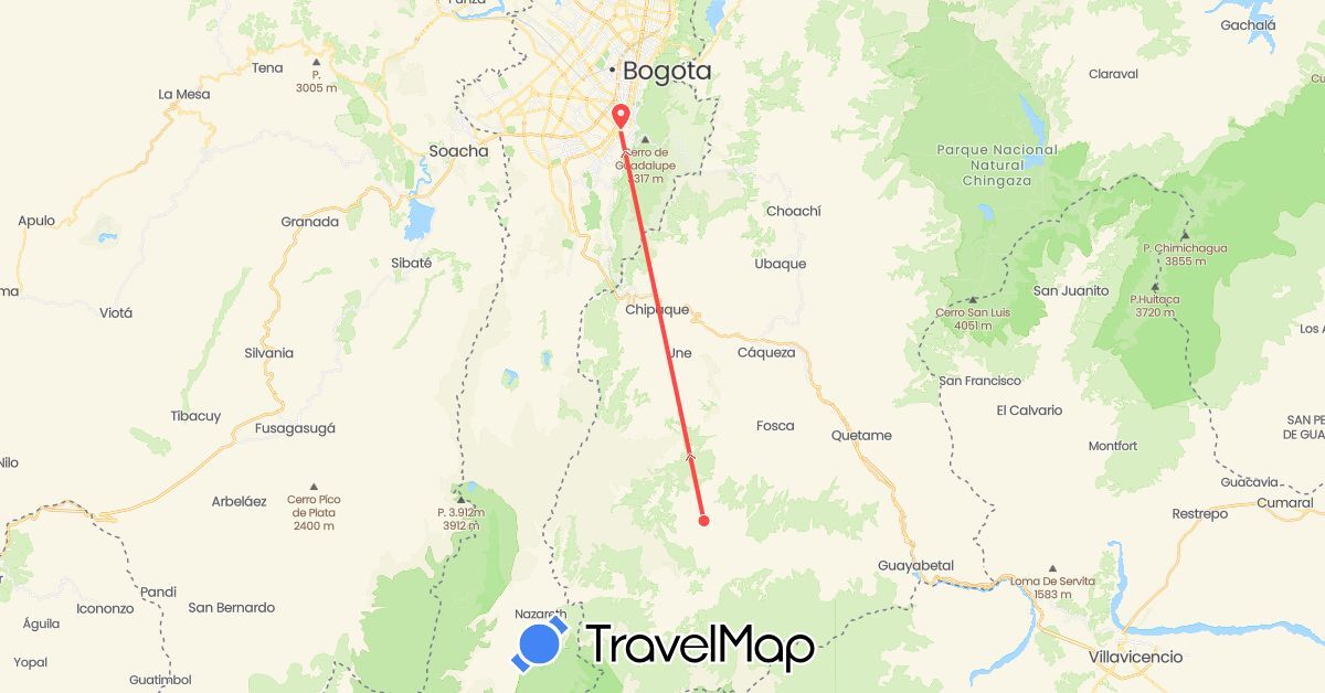 TravelMap itinerary: driving, hiking in Colombia (South America)